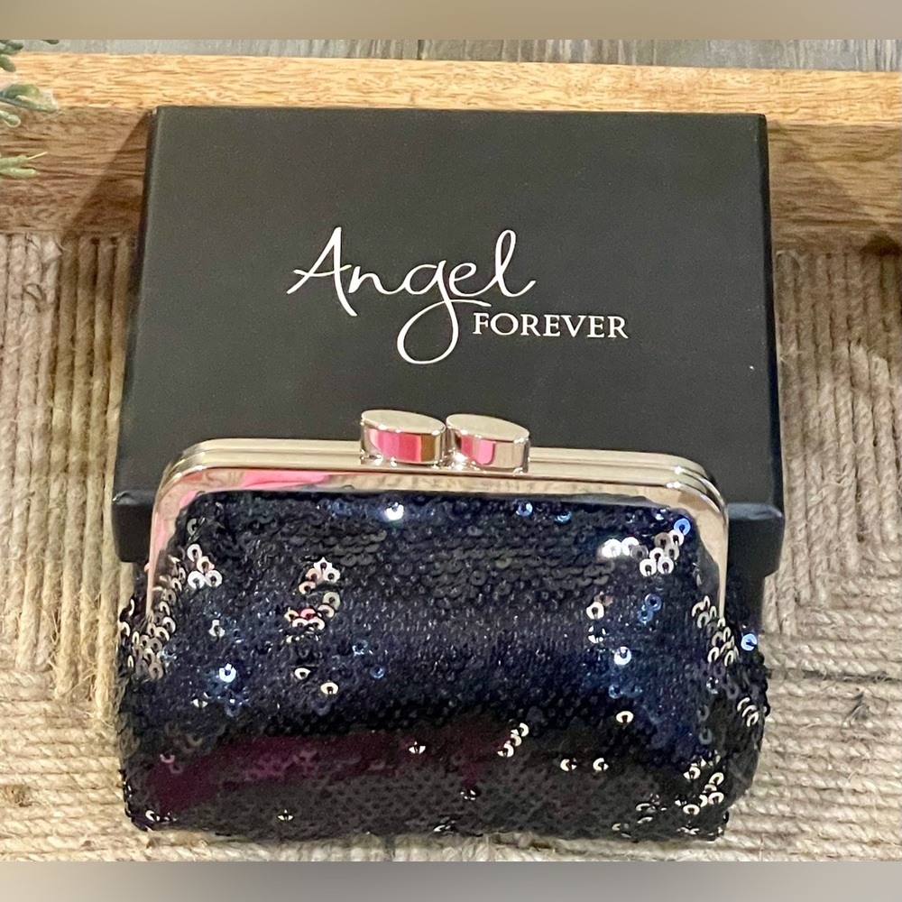 Victoria’s Secret “Angel Forever" Black Sequin Coin Purse Small Pouch - NWT